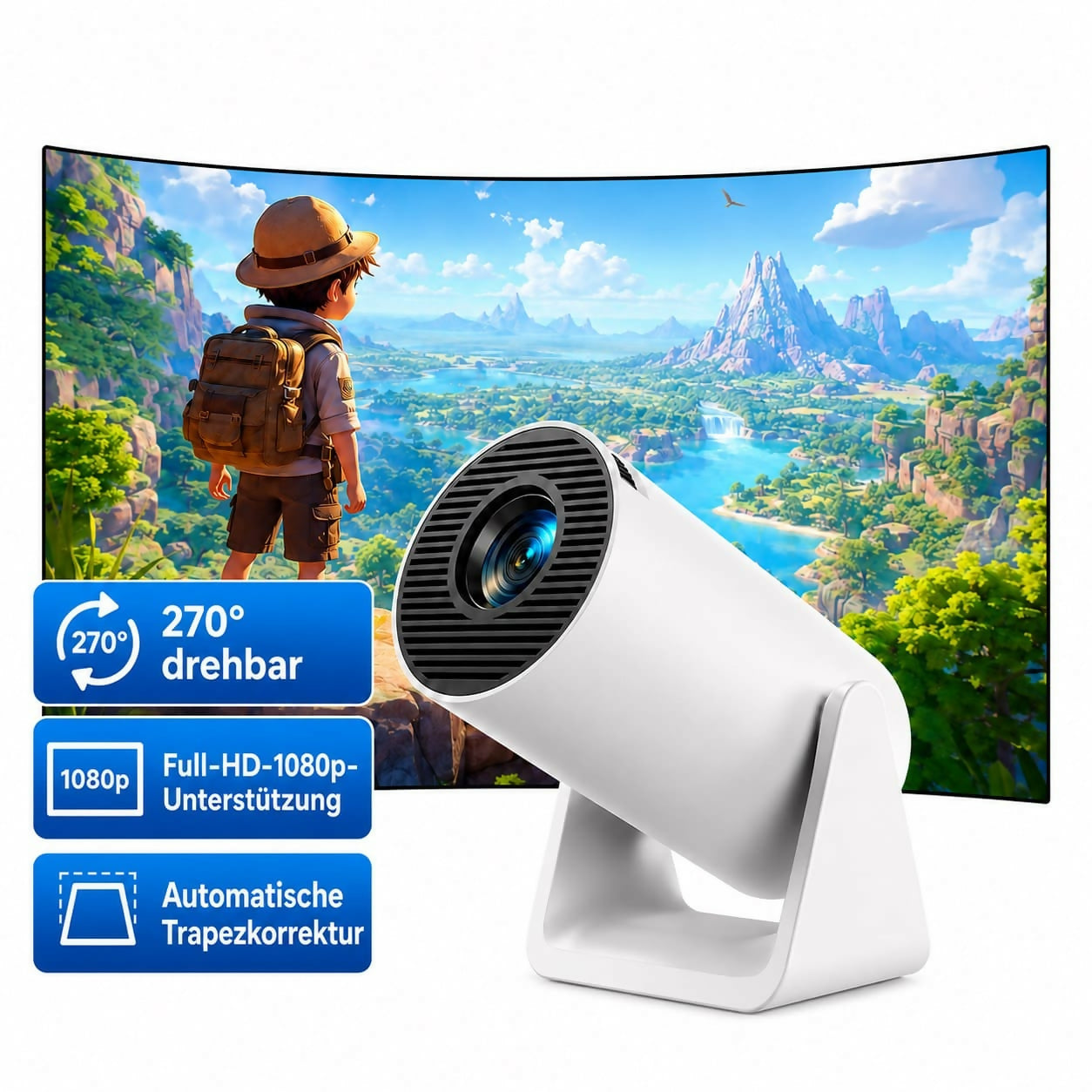 VisionBeam S27 – Mini-Beamer mit Full-HD-Unterstützung und automatischer Trapezkorrektur für ein flexibles Heimkino-Erlebnis