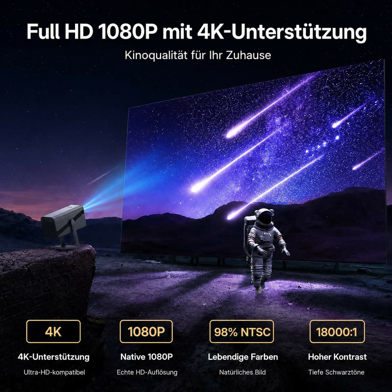 VisionBeam S29 - Heimkino-Beamer mit 4K-Unterstützung und Autofokus für flexible Unterhaltung zu Hause