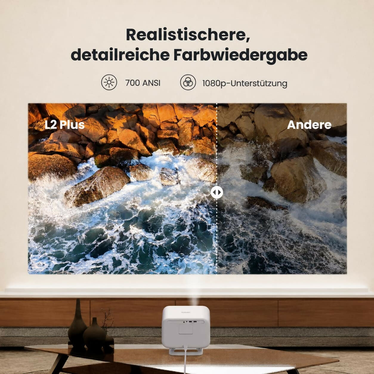 VisionBeam L2 Plus - Heimkino-Beamer mit 4K-Unterstützung und Autofokus für flexible Unterhaltung zu Hause
