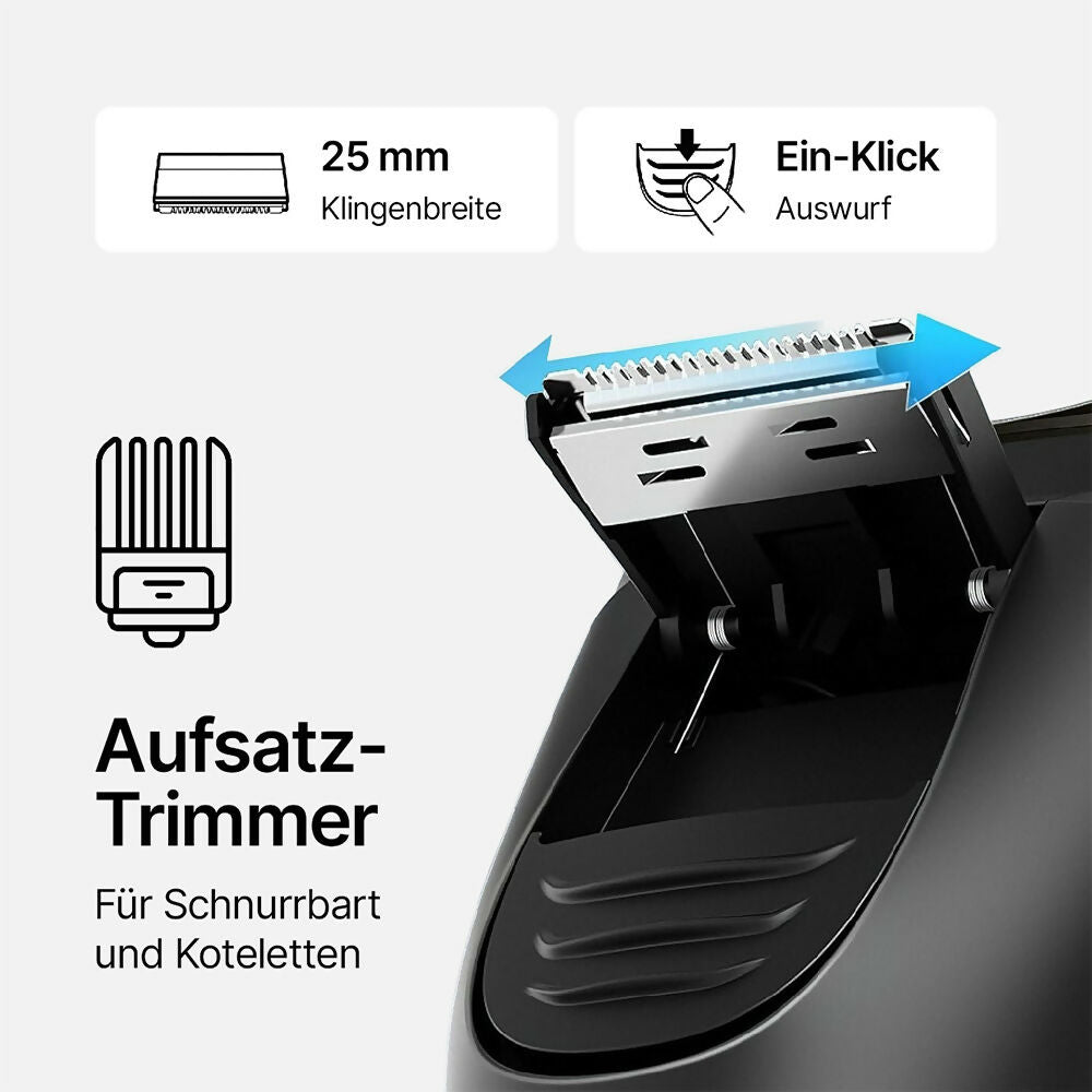 Oryzom ProCut – Präzise 4D-Klingen und integrierter Trimmer für eine gründliche und angenehme Rasur