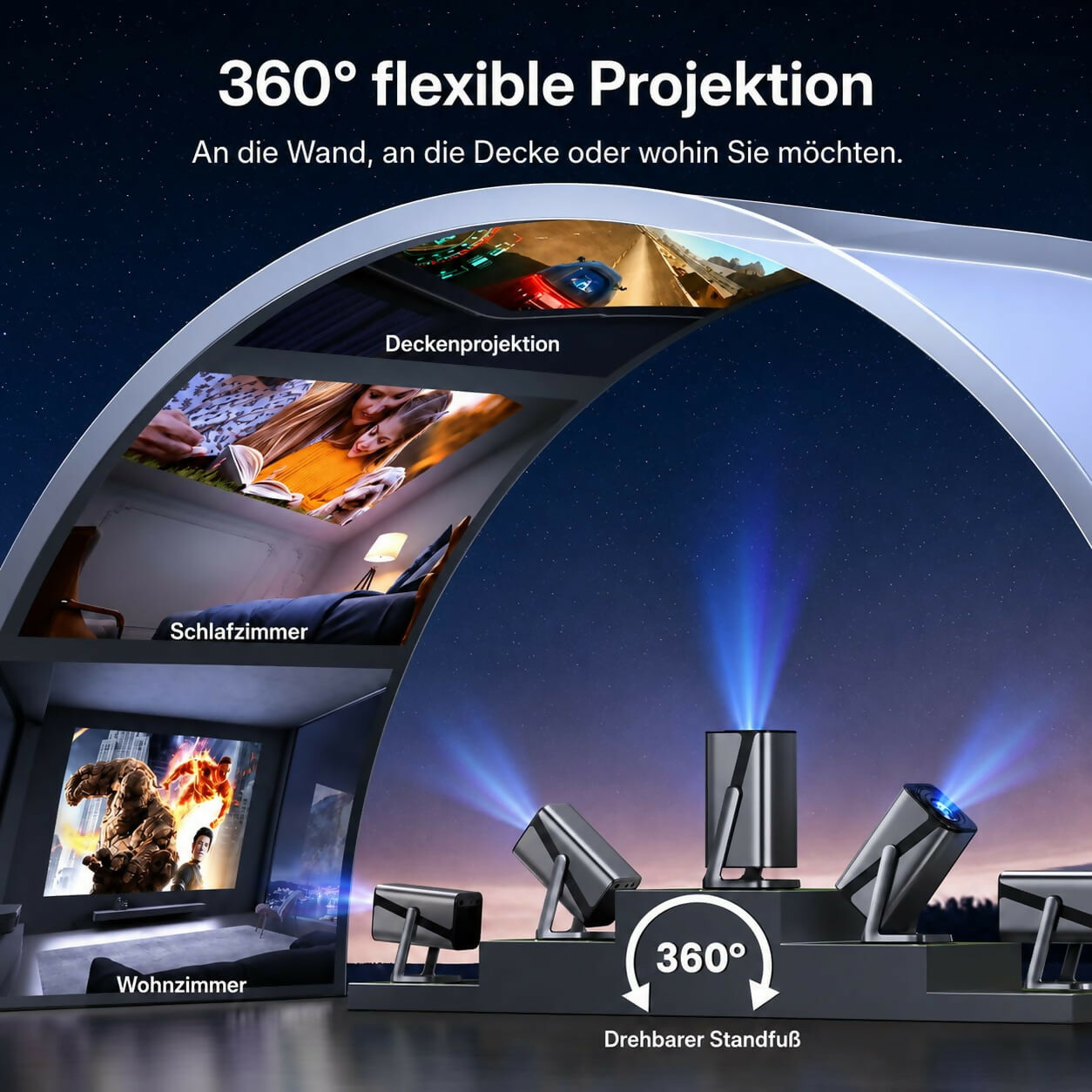 VisionBeam S29 - Heimkino-Beamer mit 4K-Unterstützung und Autofokus für flexible Unterhaltung zu Hause